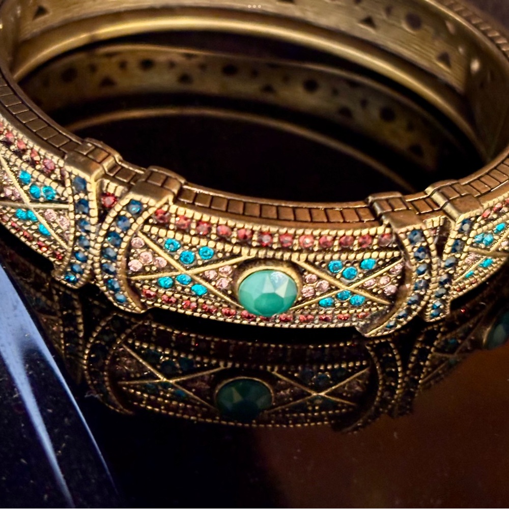 Heidi Daus Turquoise and Gold Swarovski Crystal Bracelet. NWOT - Picture 5 of 10